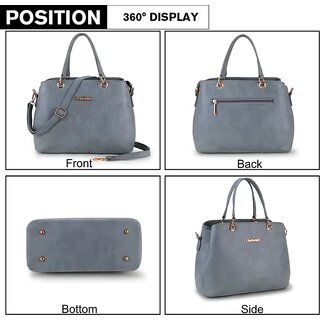 LAIK Premium PU Leather Handbags for Women Crossbody Bags for Women Top Handle Shoulder Bag Trendy Handbag for Women Adjustable Detachable Sling Strap Grey view 2