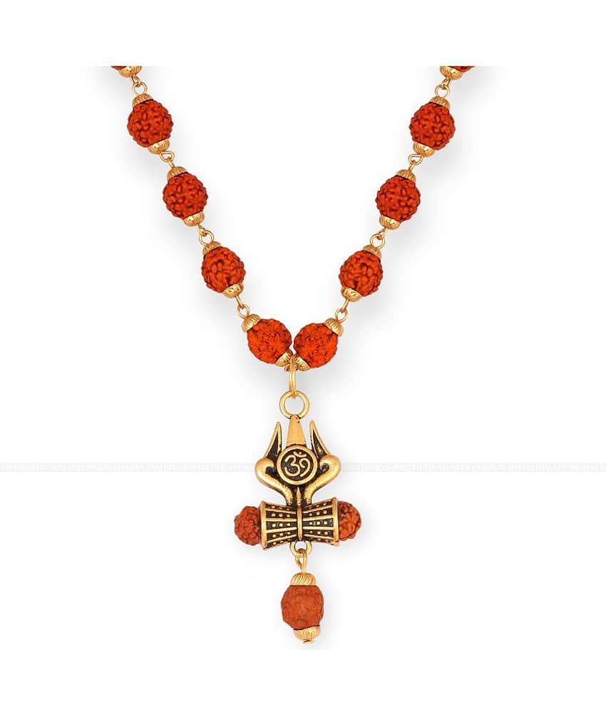 Rudraksha trishul Damru om nam shiv mala pendant chain for men [VFJ1360PG-RUDRA ] view 2