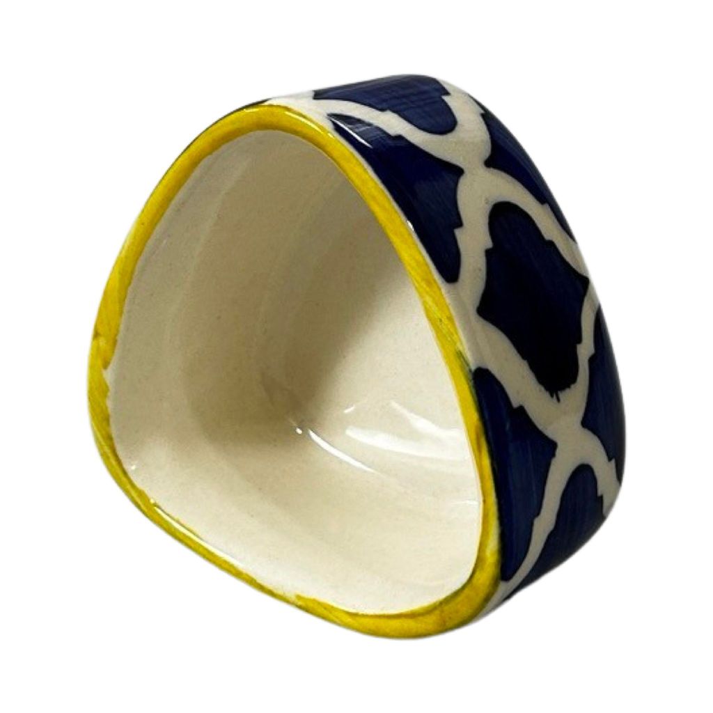 Ceramic Dining Yellow Blue Moroccan Triangle Ceramic 70ml Dip Bowls Set of 2 || Ketchup Bowls || Sauce Bowls || Chutney Bowls view 2