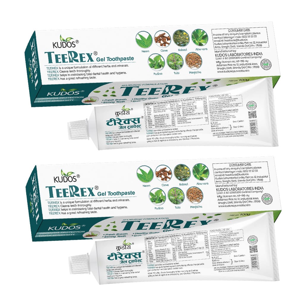 Kudos Teerex Gel Toothpaste Ayurvedic Formulation Multi Benefit Toothpaste | 100G | (Pack of 2) view 2