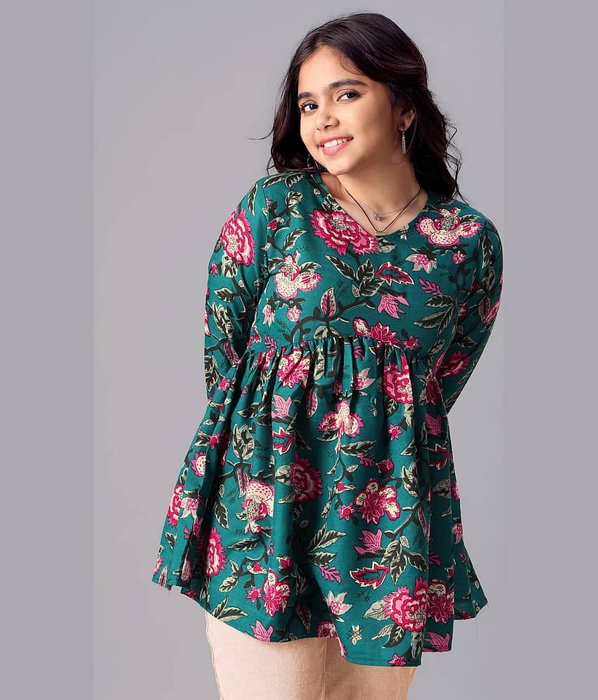 Aarya Designer Pack of 1 Girls Cotton Blend Top ( Yellow ) view 2
