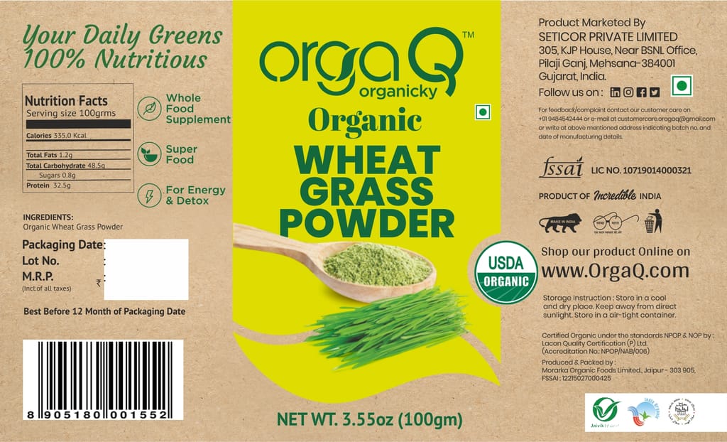 Orgaq Organicky Wheat Grass Powder: Organic Free of Chemicals and Pesticides view 2