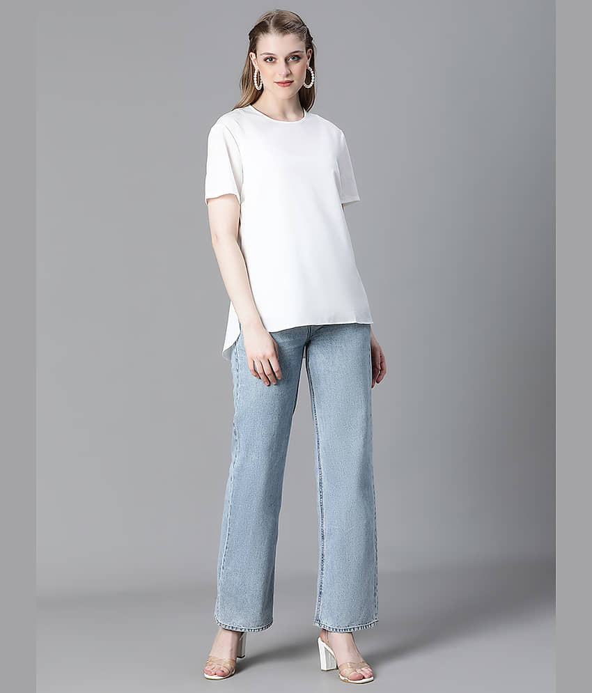 Oxolloxo Women's Polyester Regular Top ( White ) view 2