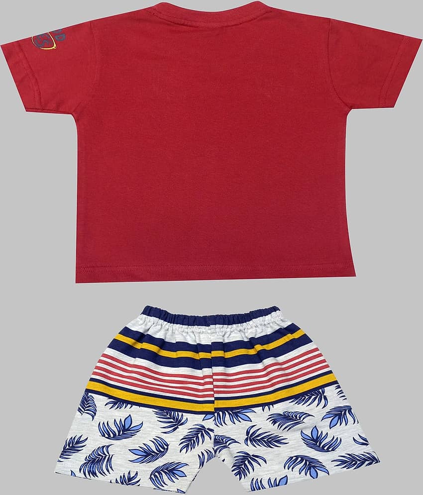 Kideon Pack of 1 Baby Boys 100% Cotton T-Shirt & Shorts ( Red ) view 2