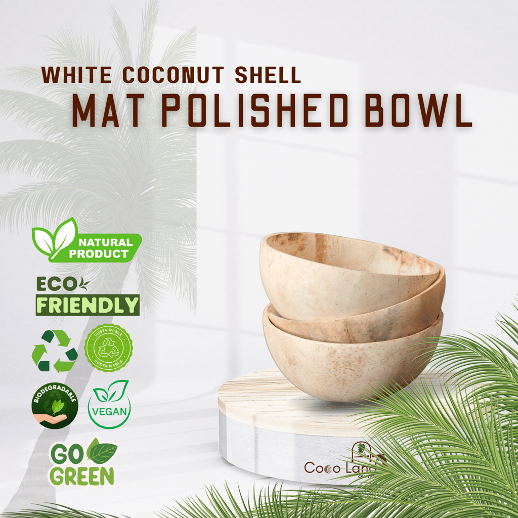 Coco Land Coconut Shell Matte Polished Bowl S-M-L 100-150-250 ml Decorative Bowl/ Candle Making Bowl /Showpieces /Handicraft/Candle Holder /Salad Bowl/Smoothie Bowl view 2