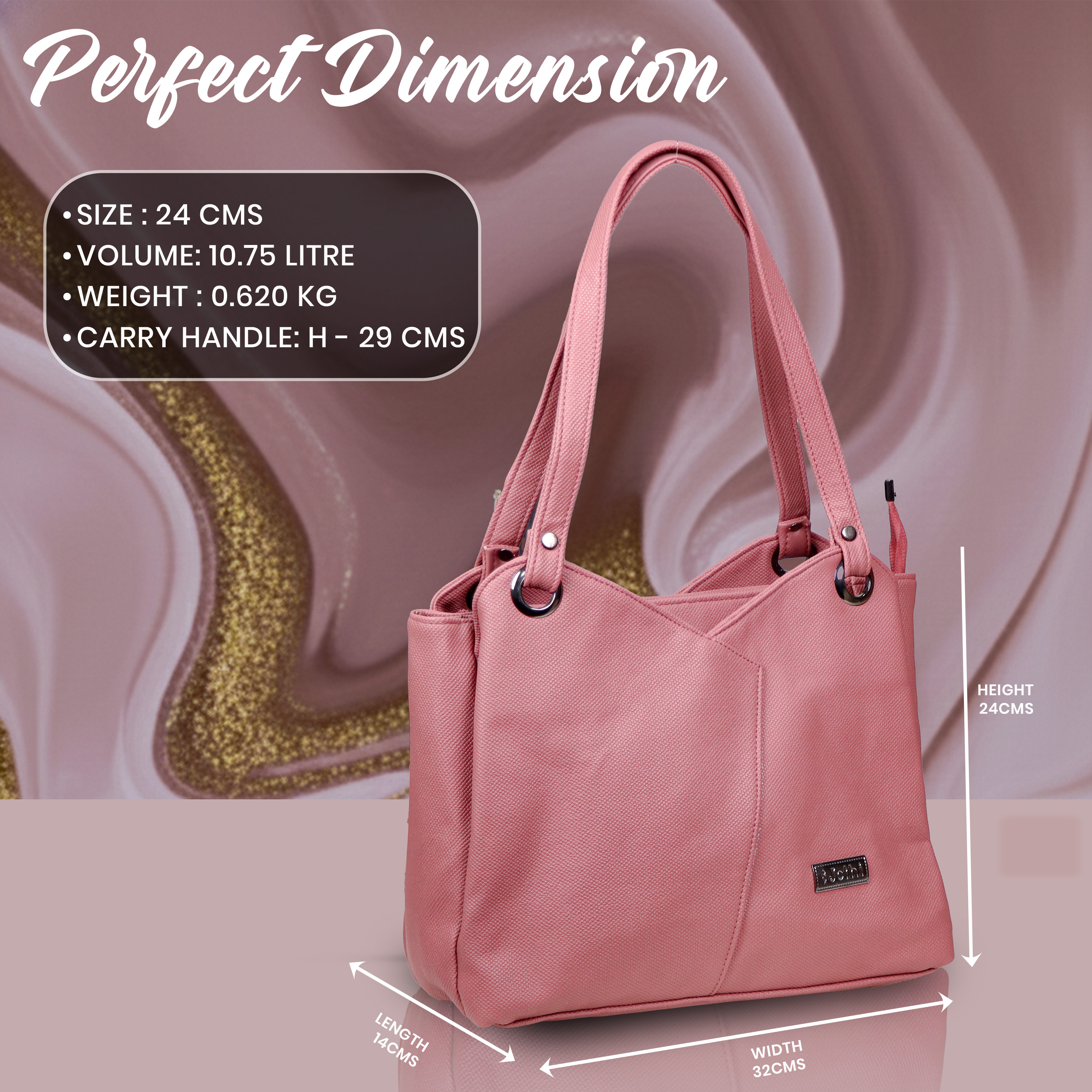 Jothi Belle Premium Women's Handbag | Multi-Compartment Synthetic Leather Tote | Elegant Pebbled Finish | Water-Resistant | Soft Base | 9 Colors Available view 2