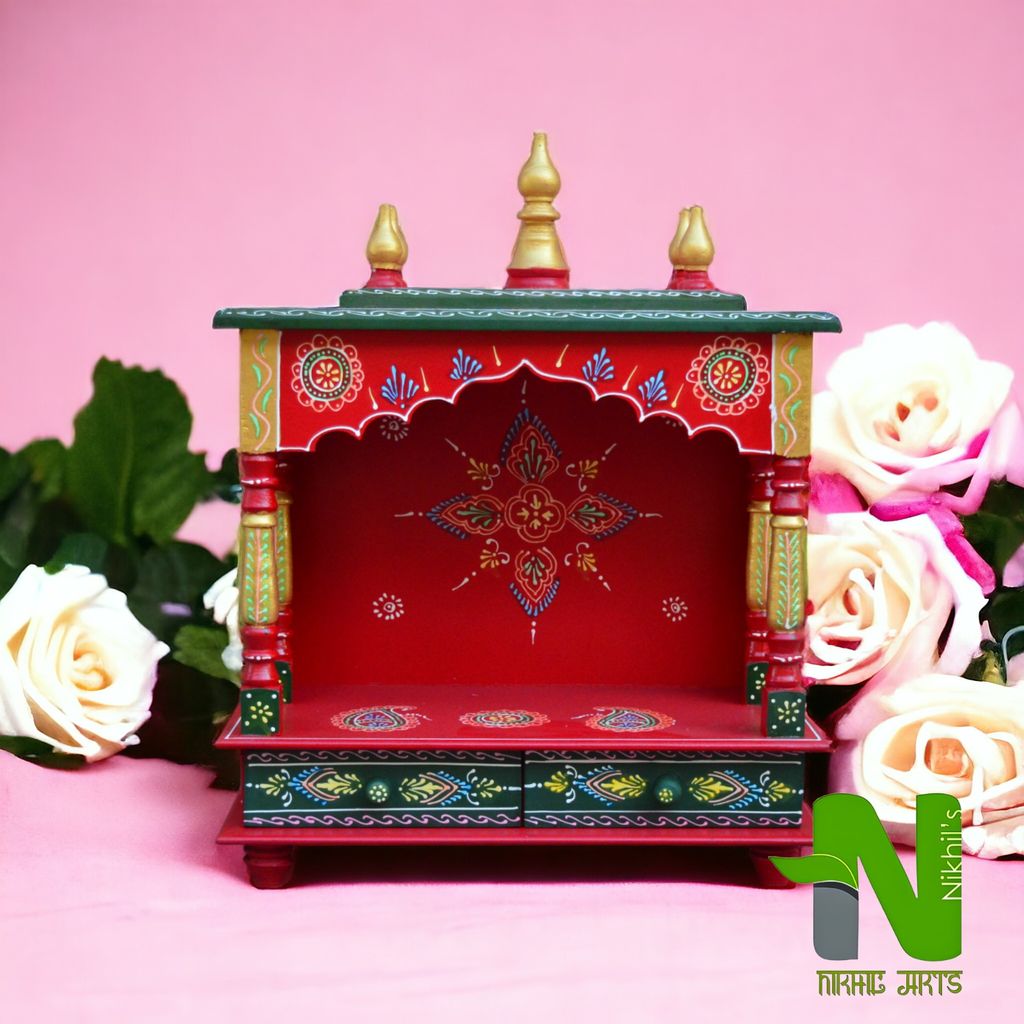 Wooden Temple/Home Temple Pooja Mandir/Pooja Mandap Temple for Home set 1 view 2