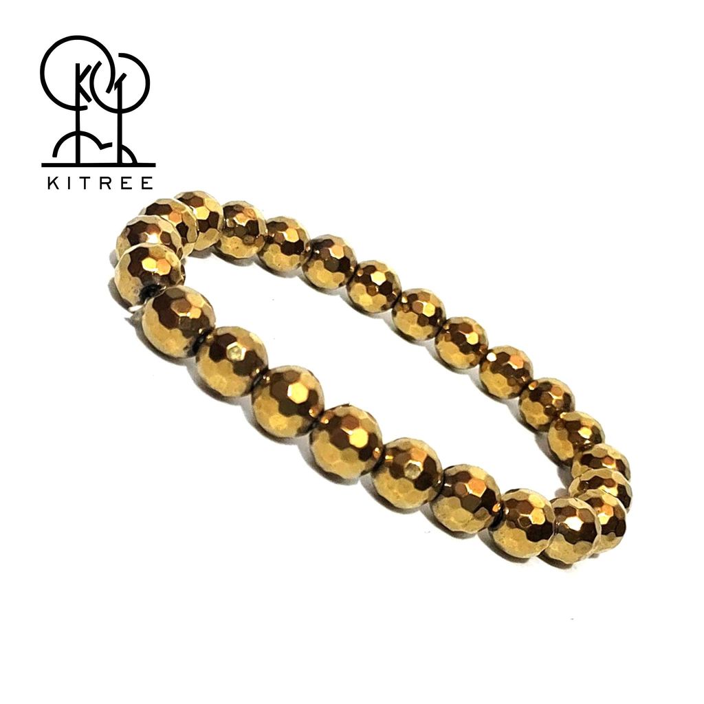 KITREE NATURAL GOLDEN HEMATITE FENG-SHUI REIKI HEALING BRACELET 8 MM ROUND SHAPE FOR MENS AND WOMENS (COLOR GOLDEN) view 2