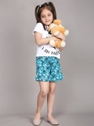 Ninos Dreams Girls Tshirt with Shorts Set Green Dog Print view 2