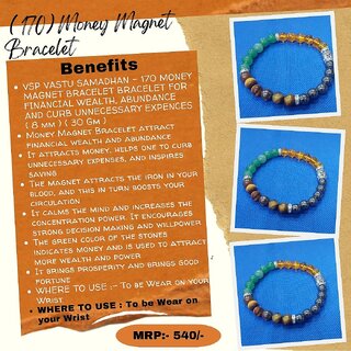 VSP VASTU SAMADHAN - 170 MONEY MAGNET BRACELET FOR FINANCIAL WEALTH, ABUNDANCE AND CURB UNNECESSARY EXPENCES ( 8 mm ) view 2