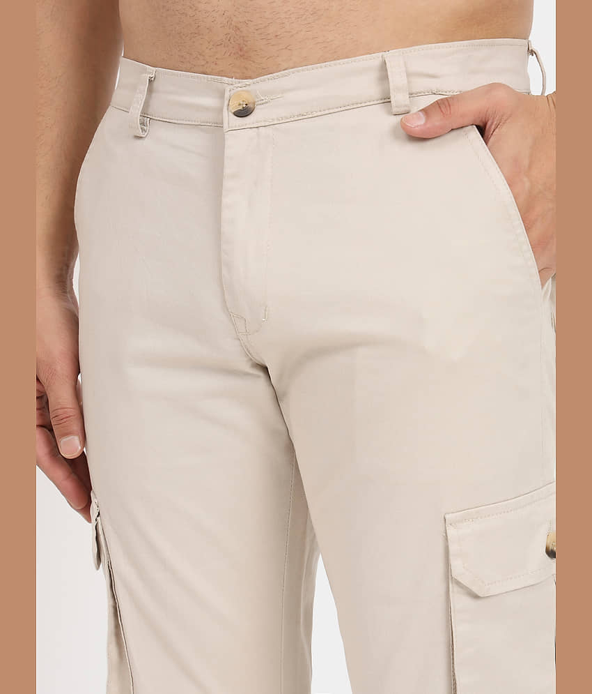 RAGZO Regular Flat Men's Cargos - Cream ( Pack of 1 ) view 2