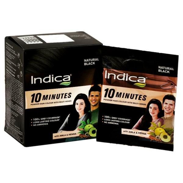 Indica 10 Minutes Powder Hair Colour, Natural Black, 40 gm view 2