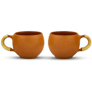 Rare Planet Hand made Traditional Beautiful Design Terracotta Chai & Tea Cup Set for Home (Set of 2)