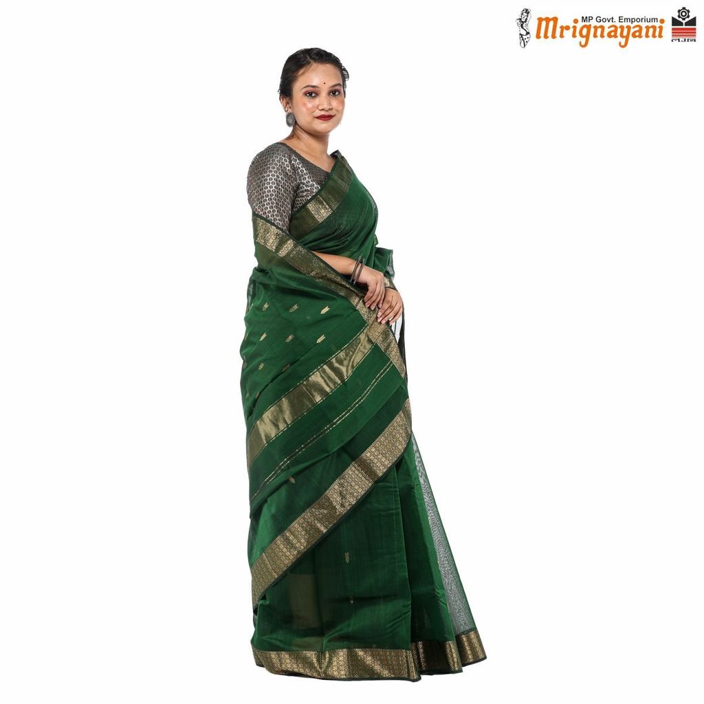 HANDLOOM MAHESHWARI SILK SAREE WITH BLOUSE (SKU - 3S0103180522, SAREE-1077) view 2