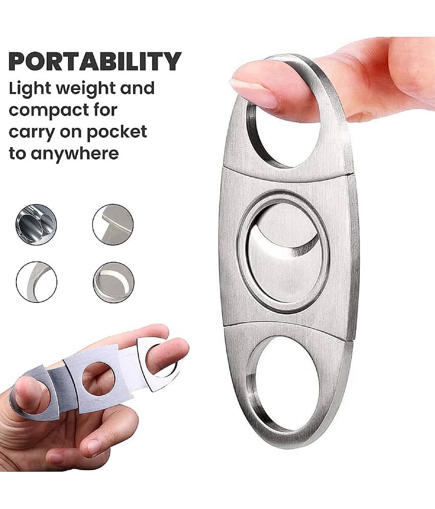 BANISTROKES Cigar Cutter Black Plastic Guillotine Stainless Steel Double Blade Cigar Knife Scissors (1 Packs) view 2