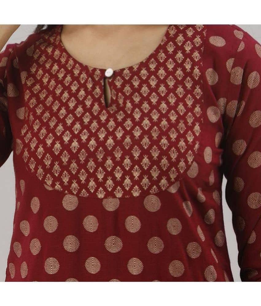MAUKA - Maroon Straight Rayon Women's Stitched Salwar Suit ( Pack of 1 ) view 2
