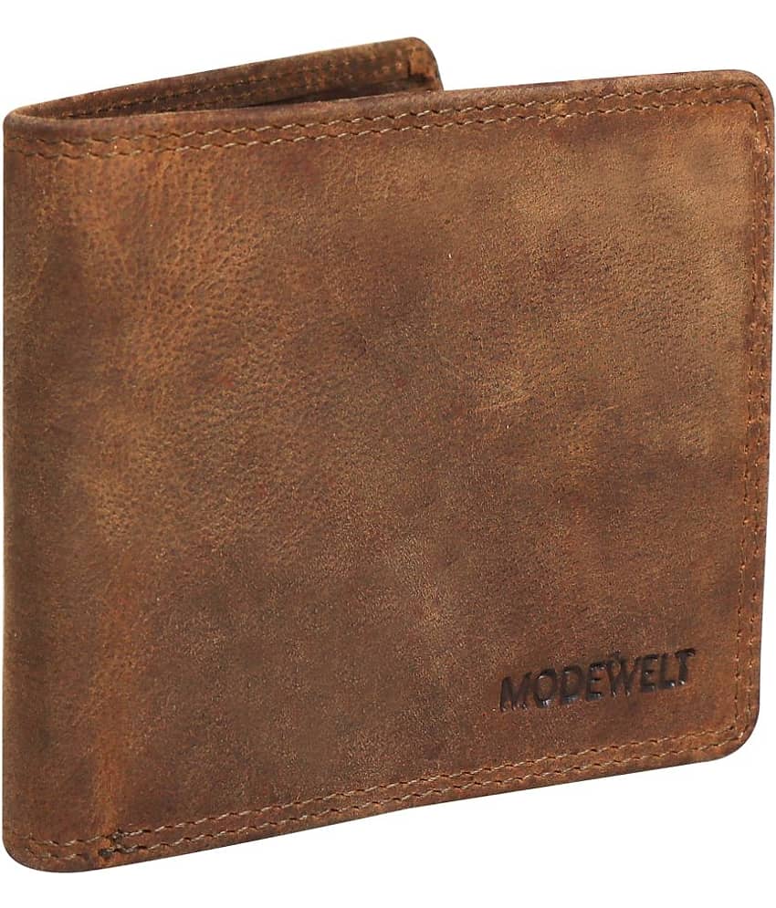 MODEWELT Brown Leather Men's Two Fold Wallet ( Pack of 1 ) view 2