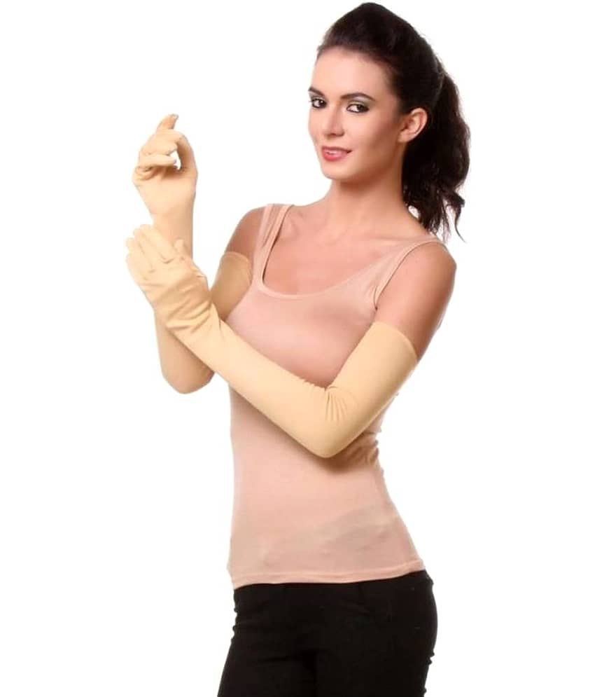 Tahiro Beige Cotton Full Sleeve Gloves - Pack Of 1