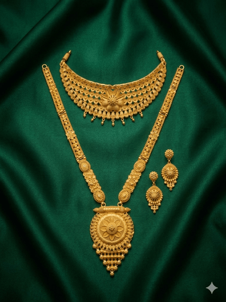 Traditional Indian Bridal Gold Necklace Combo Set