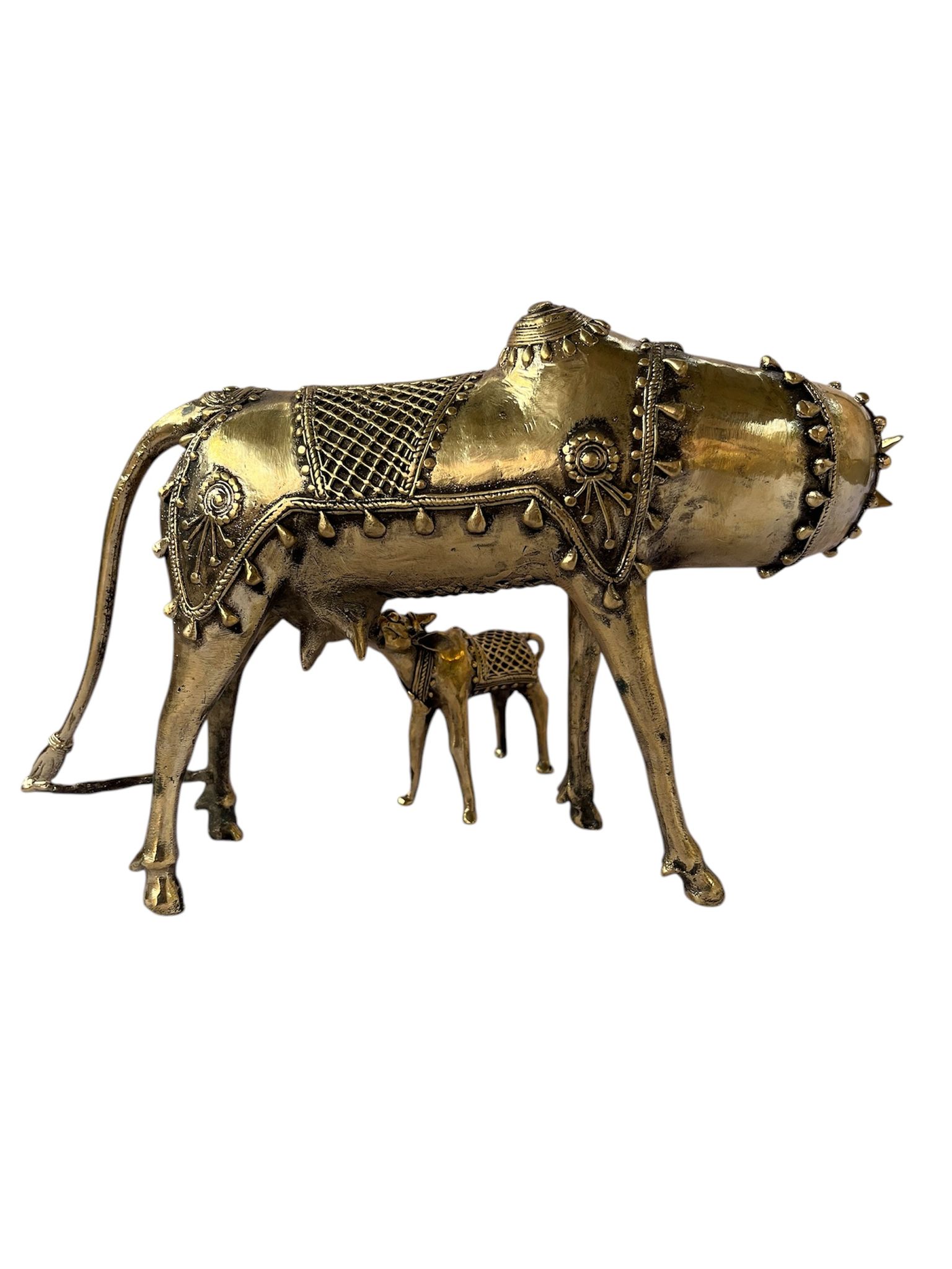Brass Cow and Calf Statue for Home Decor view 2