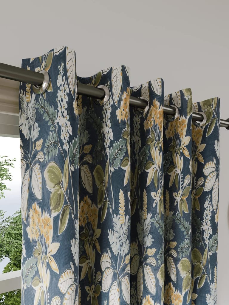 DDECOR - 100% PolyesterLeaves PatternWindow 5 Ft|135 CM X 160 CM| - Blue view 2