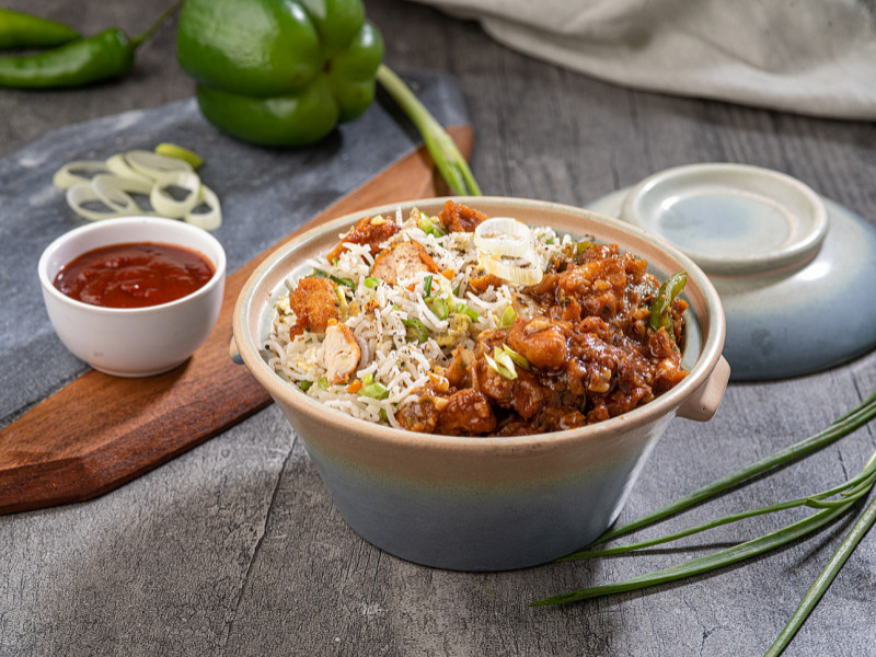 Chicken fried rice + chilli chicken