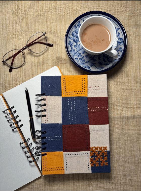 Hand-stitched Multi-Color Cotton Notebook - Medium view 2