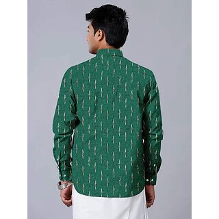 OMSAIFAB Men Self Design Casual Green Shirt view 2