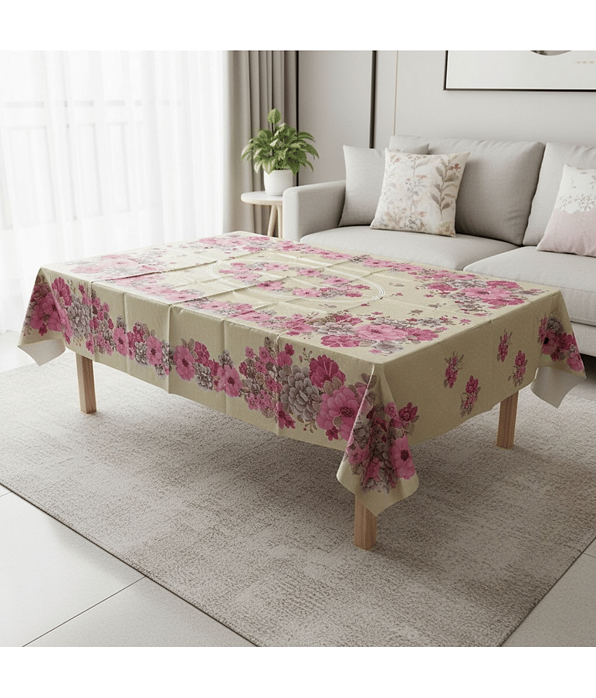 Crosmo Self Design Plastic 4 Seater Rectangle Table Cover ( 152 x 101 ) cm Pack of 1 Gold view 2