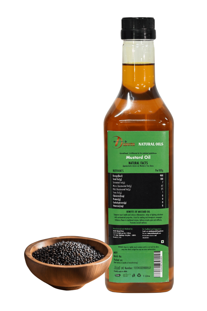 Advith Natural Oils Wood/Cold Pressed Mustard Oil, 1 Litre view 2