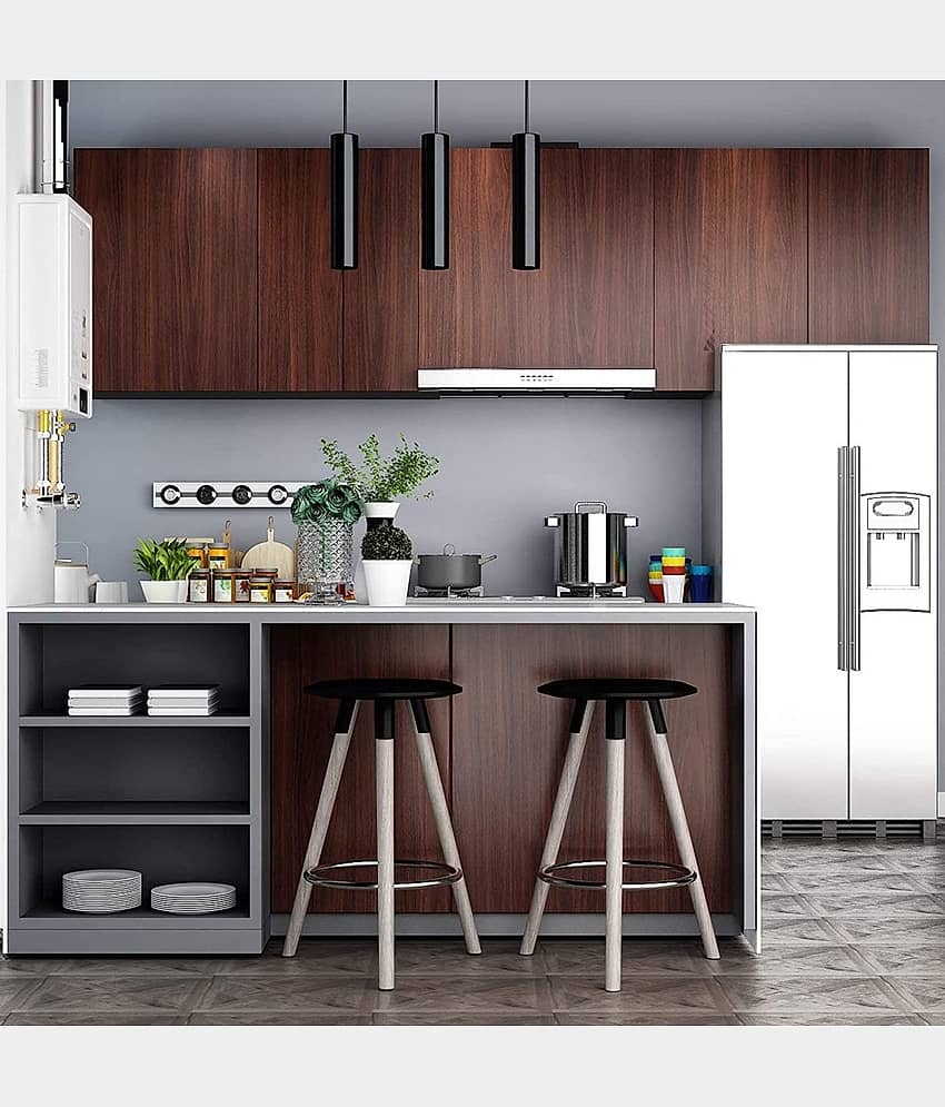 Self Adhesive Vinyl Wall Paper Wood Grain PVC Old Furniture Vinyl Stickers Wooden Door Desktop PVC Wall Papers Kitchen Cupboard/Shelf view 2