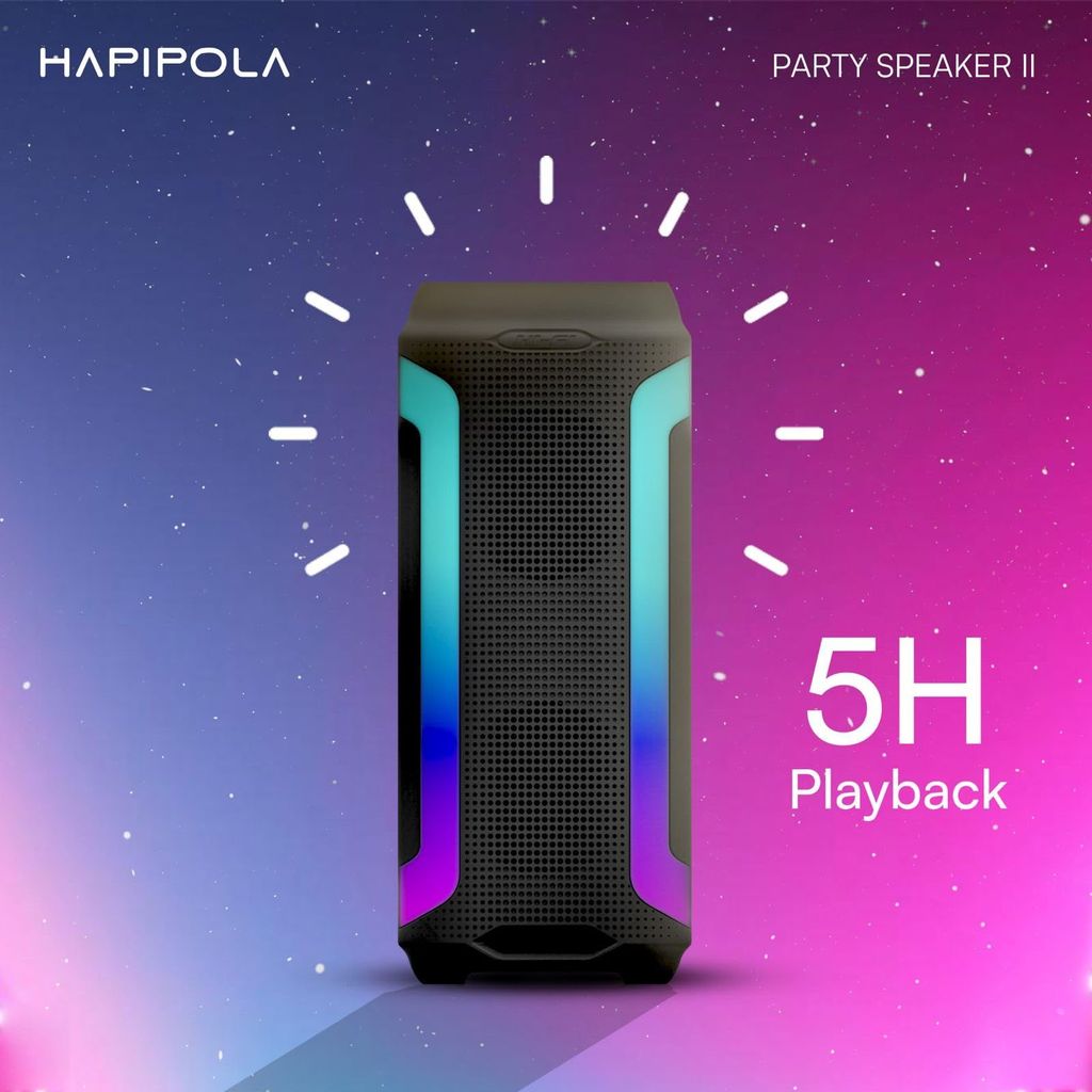 HAPIPOLA Party Speaker II 30W Multi-Media Bluetooth Party Speaker with Wired Mic for Karaoke Portable Bluetooth Speaker, RGB LED Light, Wireless Music view 2