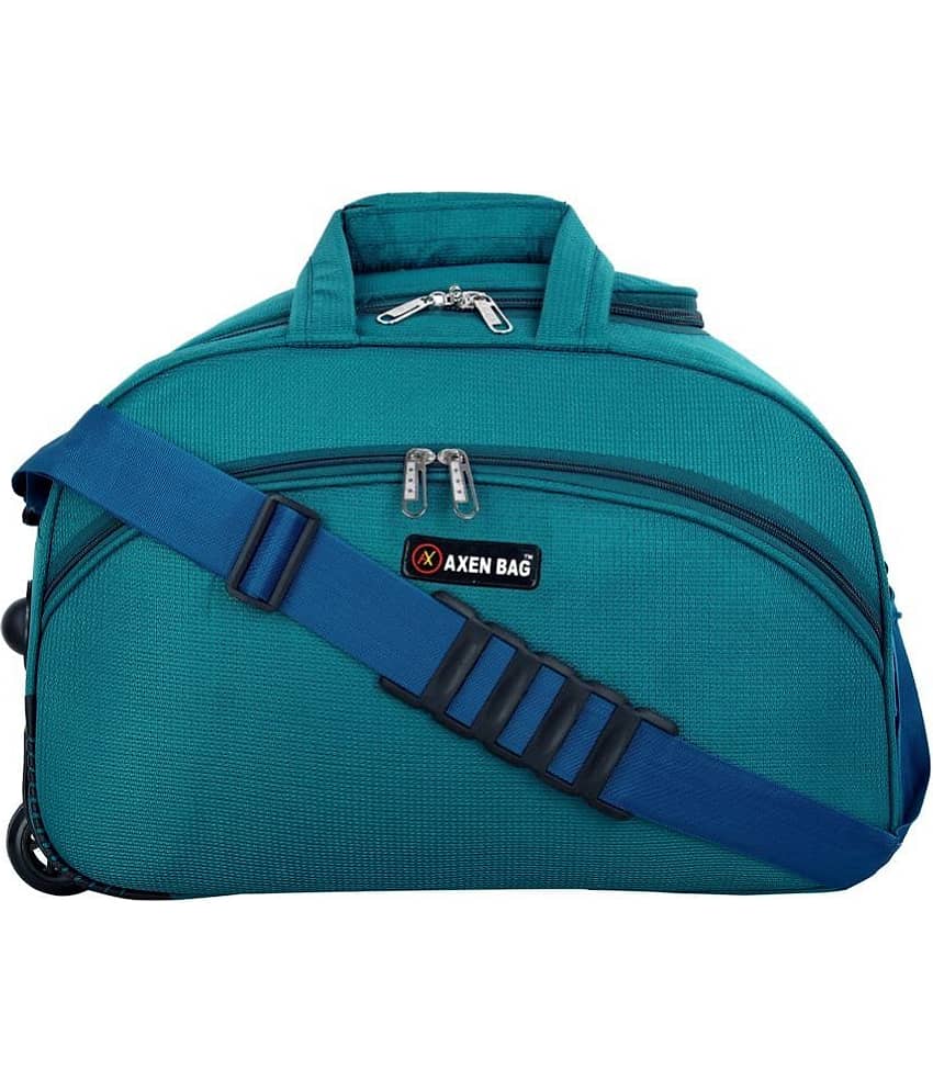 AXEN BAGS - Sky Blue Polyester Duffle Trolley view 2