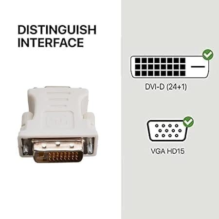 DVI 24 +1 Pin DVI to VGA Male to Female Video Converter Adapter Compatible with PC Laptop for Graphics Cards, Computer, HDTV, Monitor view 2