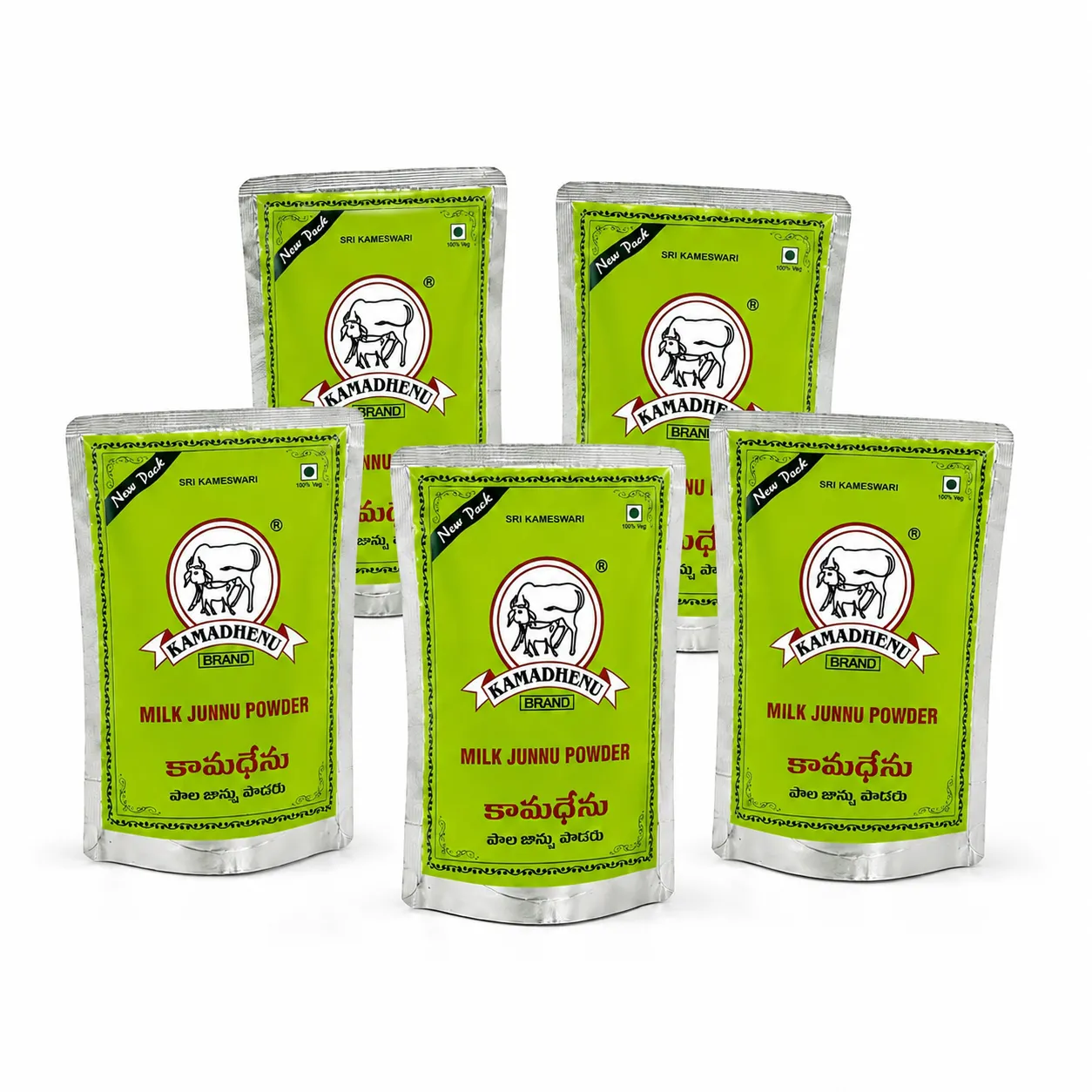 Kamadhenu Milk Junnu Powder 100g x 5 Packs | Traditional Junnu Mix Powder | Easy Homemade Ginnu & Kharvas Dessert | Rich in Protein & Calcium