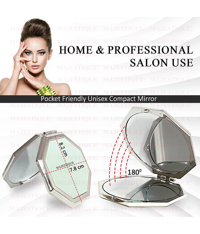 Majestique Dual Side Hexaglitter Pocket Mirror, Distortion-Free, Compact Folding - Multicolor view 2