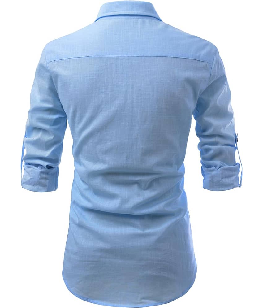 UNI VIBE Olive Cotton Blend Men's Shirt Style Kurta ( Pack of 1 ) view 2