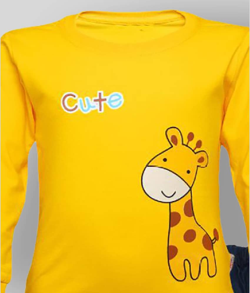 CATCUB Pack of 1 Boys Cotton Blend T-Shirt & Pants Set ( Yellow ) view 2