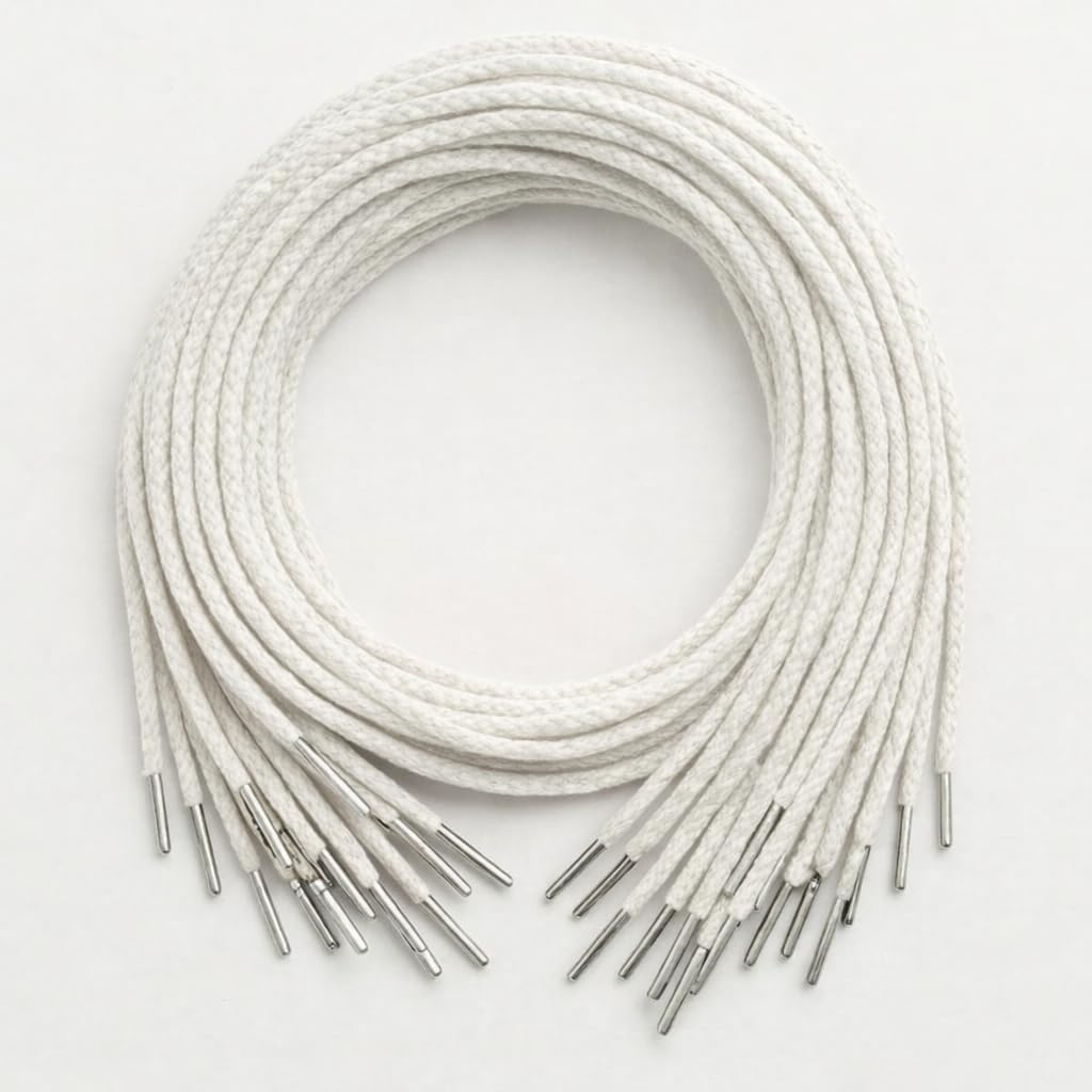 Premium White Cotton File Tag Thread (Pack of 100) – 24 Inch Cotton File Laces – Strong Tags for Office, School & Document Filing – Laces with Metal Tips