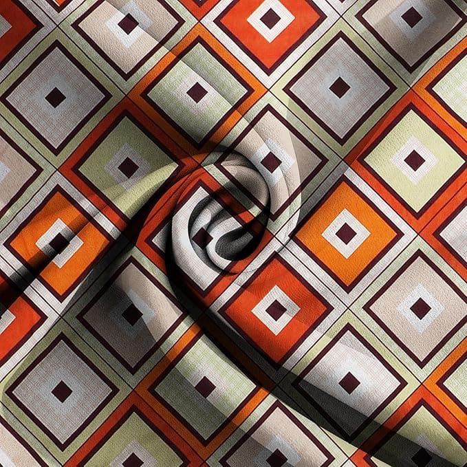 Set of 2 Pillow Shams - 100% Cotton - Soft and Breathable - Geometric Pattern - Orange, Brown, and Green view 2