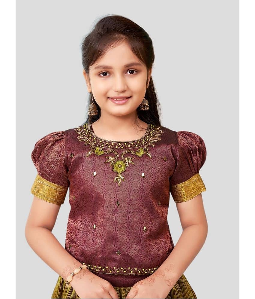Aarika Brocade Lehenga Choli Set For Girls ( Pack of 1 , Maroon ) view 2