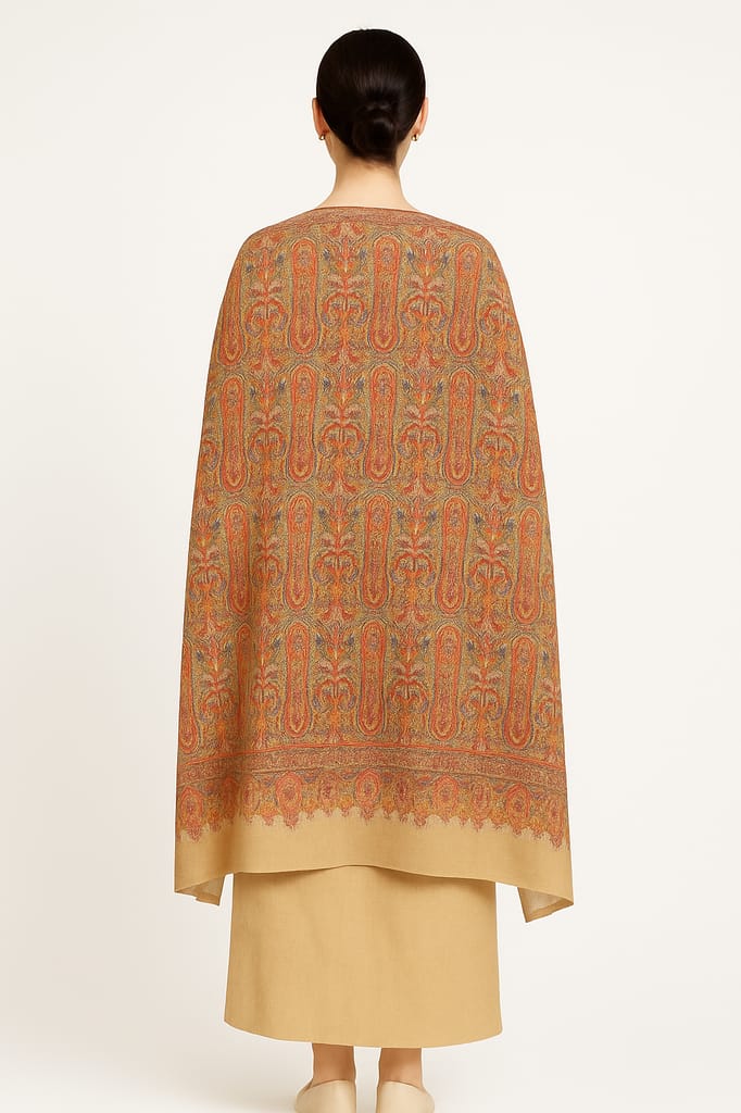 Kashmiri Handmade Shawl wih flowral design view 2