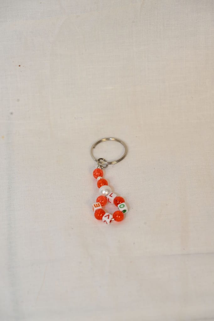 Beaded Key Chain with Letter "L" Charm view 2