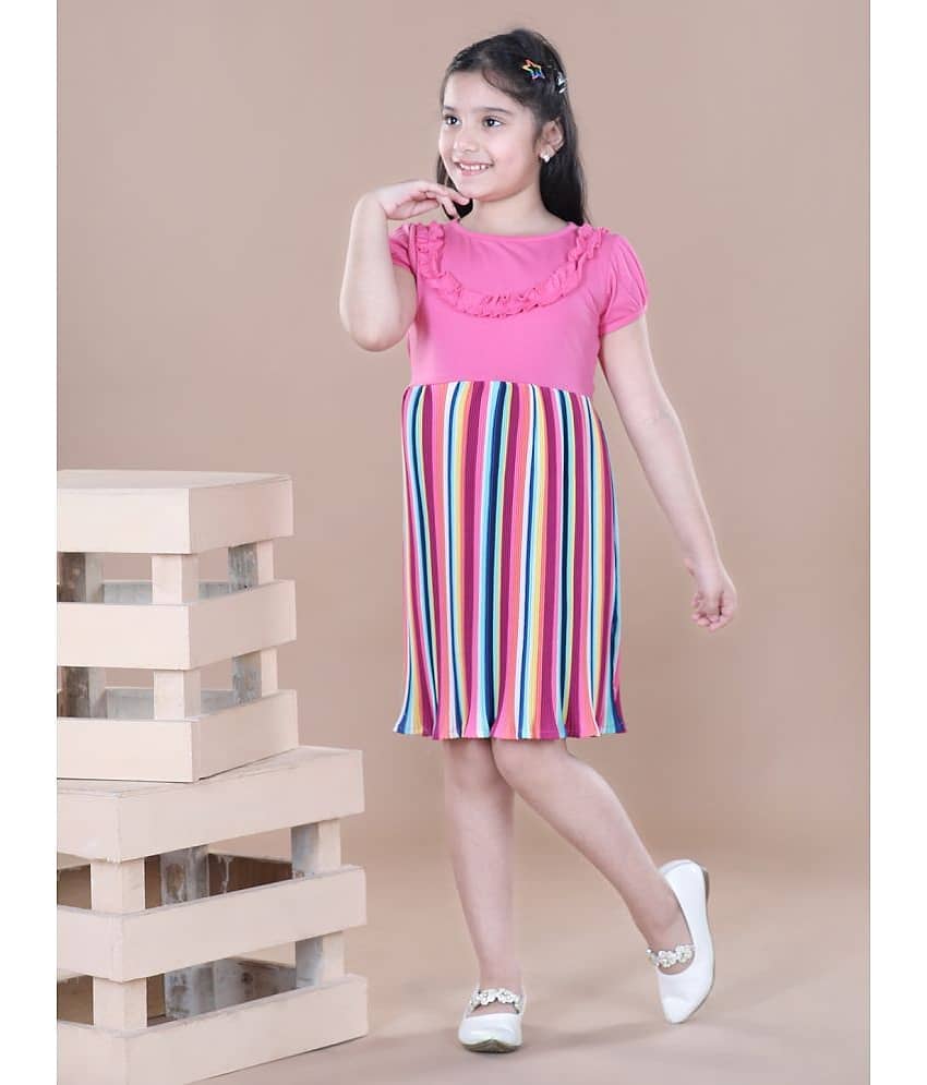StyleStone 100% Cotton Fit And Flare Dress For Girls ( Pack of 1 , Multicolor ) view 2