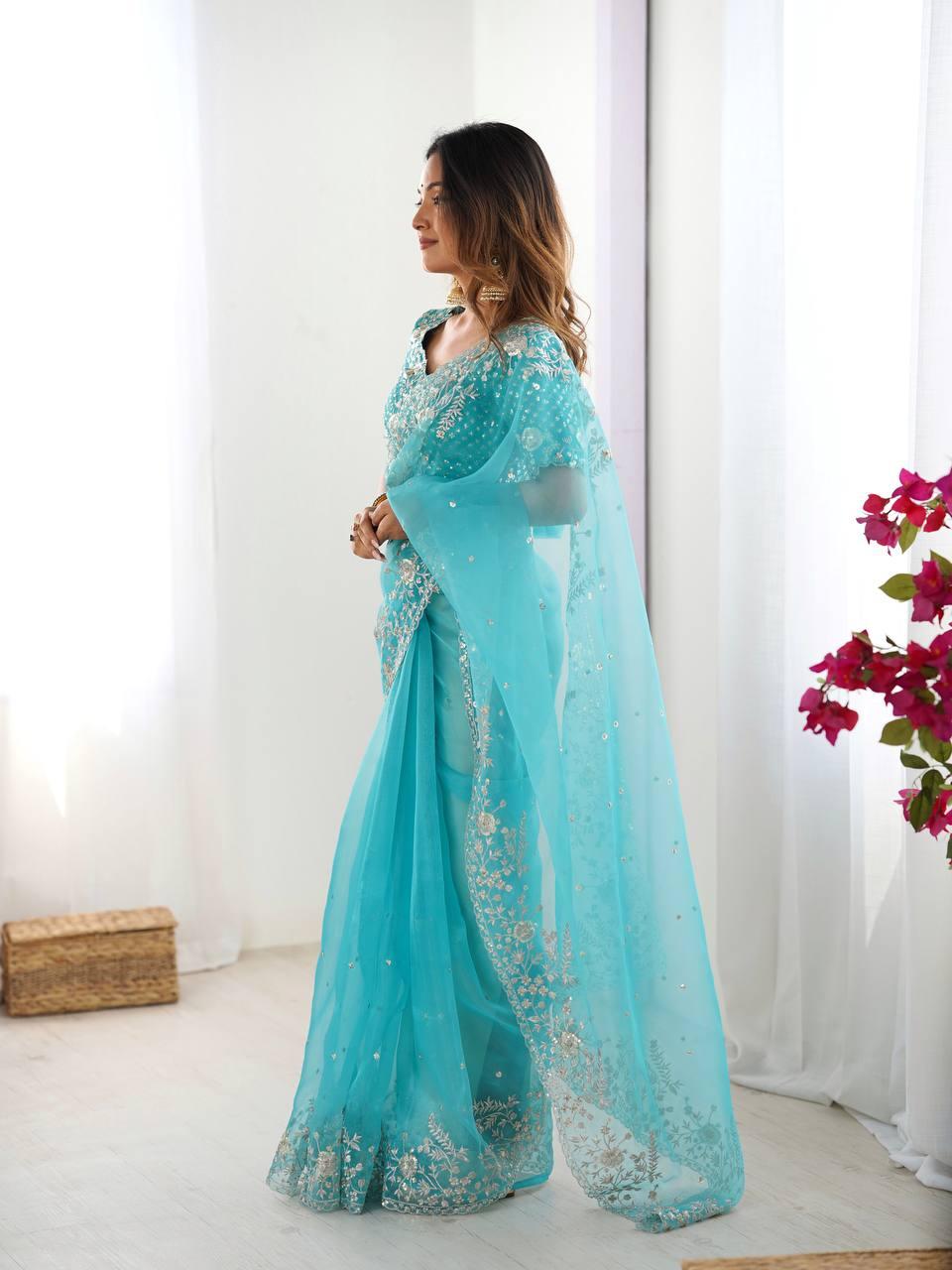 Organza Silk Saree for Weddings view 2