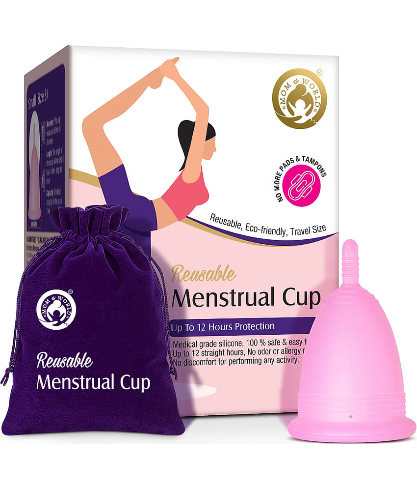 Mom & World Reusable Menstrual Cup For Women, 100% Medical Grade Silicone, Odor and Rash Free, No leakage (Large)