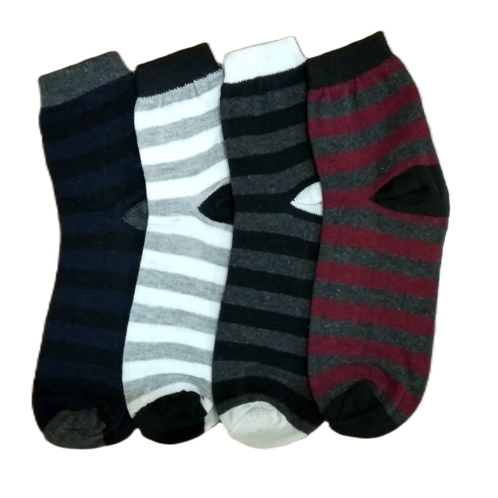 4-Pack Mens Striped Casual Crew Socks