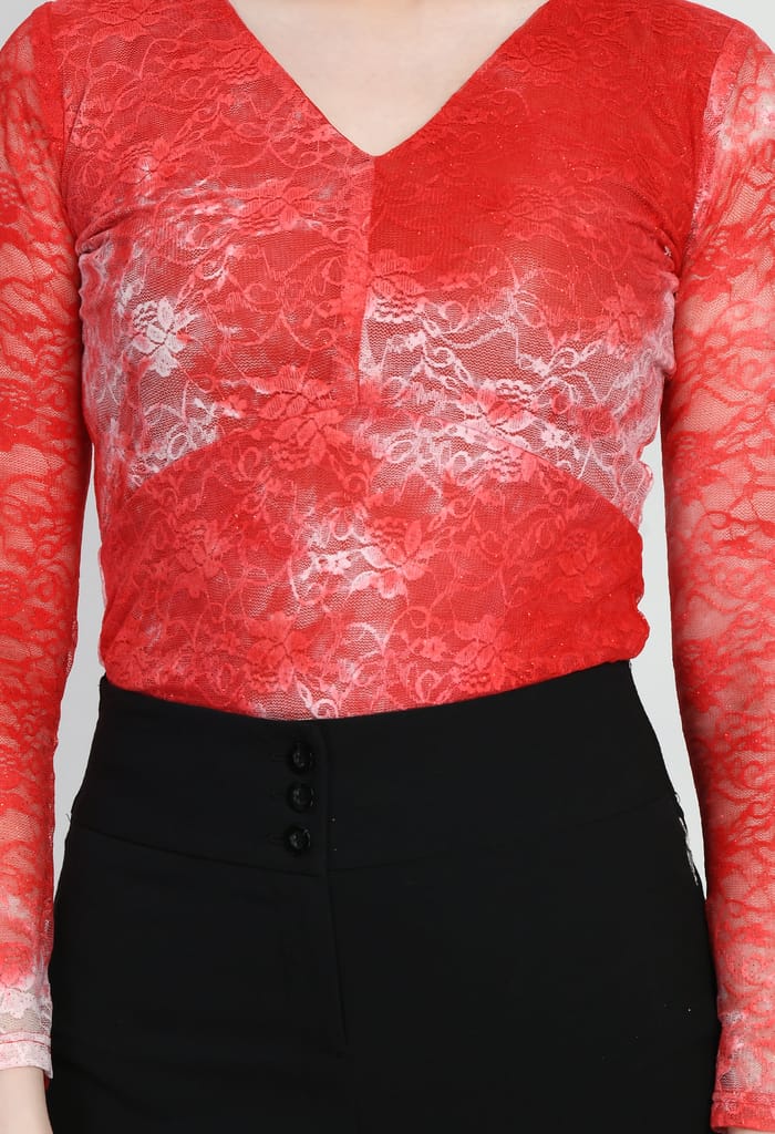 Women Trendy Luminous Lace Sheath Party Top view 2