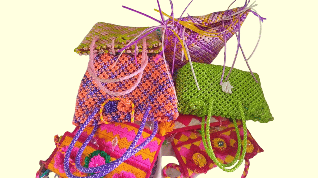 Ladies Wired Plastic Bag (Blue and Orange Combo) view 2
