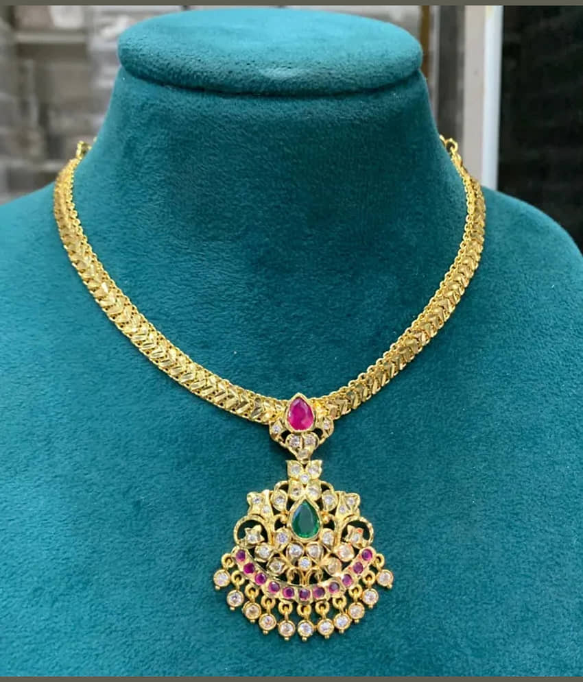ROFARWORD Gold Brass Necklace Set ( Pack of 1 ) view 2